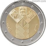 Монета 2 Евро Эстонии "100-летие независимости прибалтийских государств" AU, 2018 год