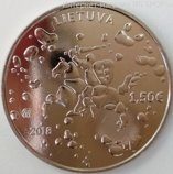 Монета Литвы 1,5 евро "Праздник летнего солнцестояния. Йонинес (Расос)", AU, 2018