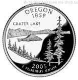 Монета 25 центов США "Орегон", AU, 2005, D