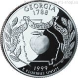 Монета 25 центов США "Джорджия", AU, 1999, D