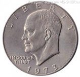 Монета США 1 доллар "Портрет Дуайта Эйзенхауэра. Лунный доллар", (без монетного двора) VF, 1973